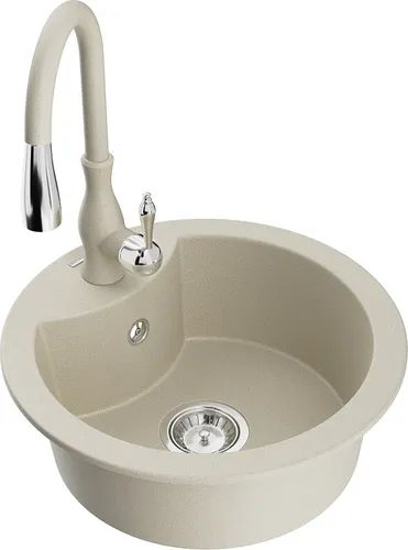 Mexen Diego Granit-Spüle mit Savita Mischbatterie, Beige