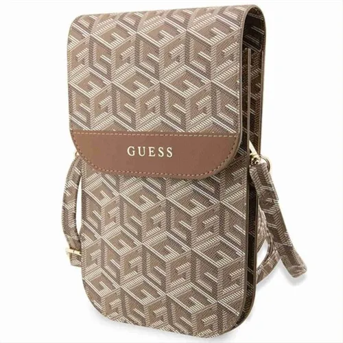 Guess Universell Handy Tasche Umhängetasche Schutz GCube Stripe Braun - Umhängetaschen: Hochwertige Rundum Hülle in Braun, ideal für den Schutz aller gängigen Handys, stilvoll und funktional.