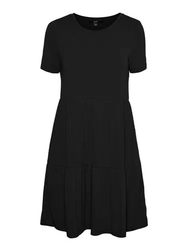 VERO MODA Vmfilli Calia Short Dress - Nachhaltiges Kleid in Schwarz, Größe XS - Freizeitkleid für Damen, knielang und umweltfreundlich aus TENCEL MODAL gefertigt, sorgt für hohen Tragekomfort und schont die Natur.