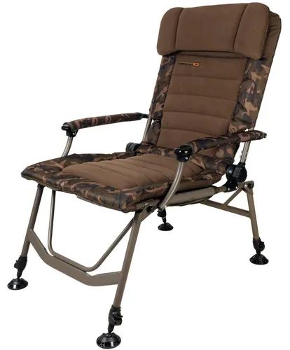Fox Super Deluxe Recliner Chair Angelstuhl - Camping-Möbel, komfortabler Recliner mit Camo-Design für entspannte Stunden am Wasser, ideal für Angler und Outdoor-Enthusiasten.