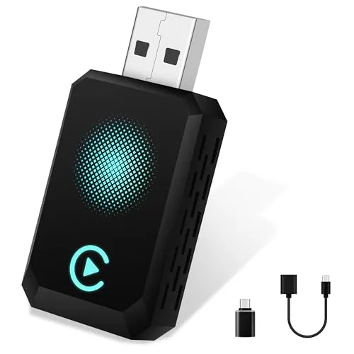 CarPlay Wireless Adapter 2025 - Kabellos für iPhone - Digital Media-Receiver mit schneller automatischer Verbindung und Unterstützung für Siri-Sprachsteuerung, ideal für ein komfortables Fahrerlebnis.