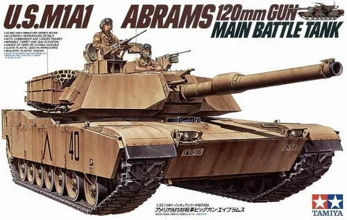 U.S. M1A1 Abrams Tamiya Bausatz - Kunststoffmodell im Maßstab 1:35, ideal für Modellbau-Fans ab 3 Jahren, unmontierter Bausatz für kreatives Gestalten.