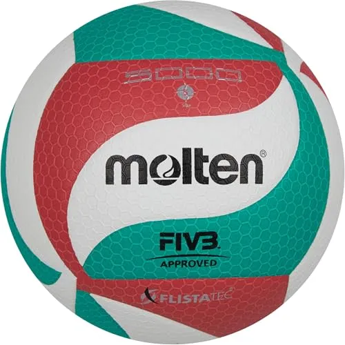 Molten Erwachsene V5M5000 Volleyball, Grün/Weiß/Rot, 5 von Molten