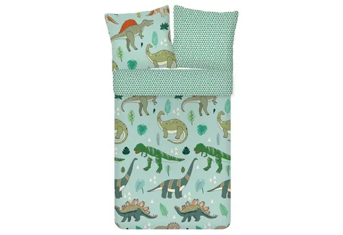 ESPiCO Kinderbettwäsche Dinozeit - 2 teiliges Set mit Tyrannosaurus Rex und Brachiosaurus - Bettwäsche-Set für Kinder mit aufregendem Dino-Design, aus 100% Baumwolle für besten Schlafkomfort und ideale Atmungsaktivität.