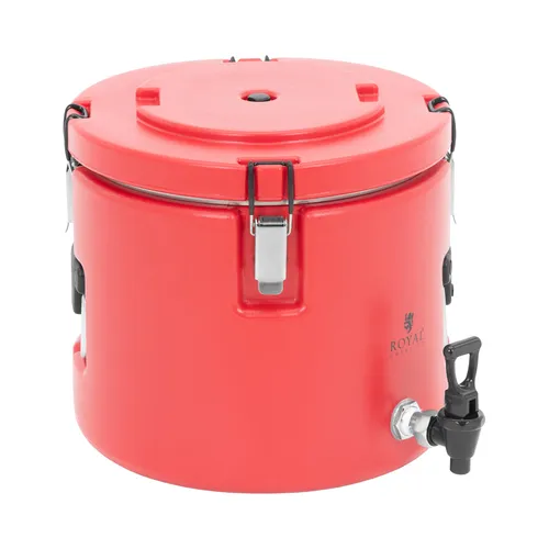 Royal Catering Thermobehälter 15 L mit Ablasshahn - Thermobehälter für Gastronomiebetriebe, hält Speisen bis zu 12 Stunden warm, aus hygienischem Edelstahl und robustem Kunststoff, ideal für Catering und Großküchen.