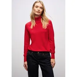 Street One Rollkragen Pullover Racing Red - Stylischer Rollkragenpullover für Damen aus angenehmem Viskosemix, perfekt für kühle Tage und vielseitig kombinierbar.