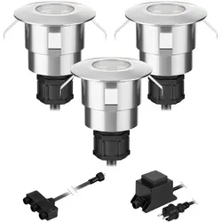 LED Boden-Einbauleuchte Atria für außen - 3er Set, warmweiß - Lampen: Energieeffiziente LED-Technologie mit 14 lm, robustes Aluminium, IP65 wetterfest, ideal für Garten und Terrasse, begehbar bis 400 kg.