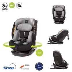 4BABY ROTO-FIX I-SIZE Kinderstiz drehbar mit ISOFIX ,Autositz 0-36kg, 40-150 cm, Reboarder kindersitz R129, einstellbare Kopfstütz, Grau - Grau