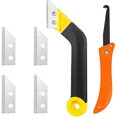 Fugenentferner Werkzeug mit 4 Ersatzklingen, Fliesenkratzer & Fugenreiniger für Boden und Wand