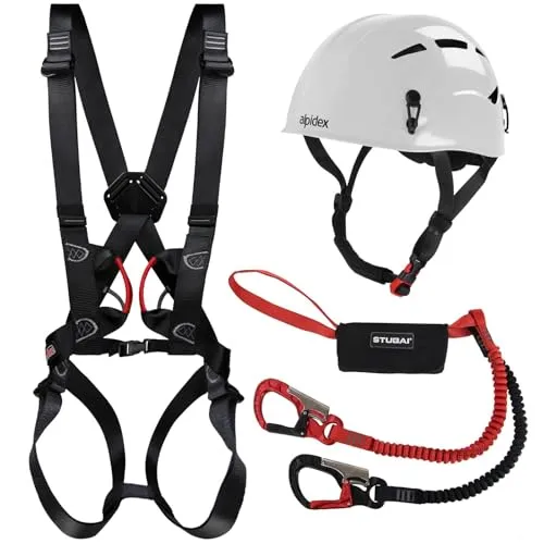 ALPIDEX Kletterhelm + Komplettgurt + Stubai Klettersteigset