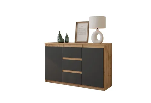 Furnica Kommode MIKEL, 3 Schubladen & 2 Türen in grau von Furnica