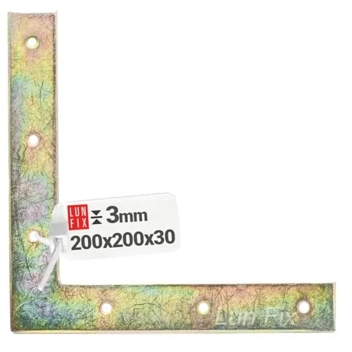 Flachwinkel 200x200x30x3,0 mm Winkelverbinder L 90 Grad Eckwinkel Flachverbinder Gelb Verzinkt