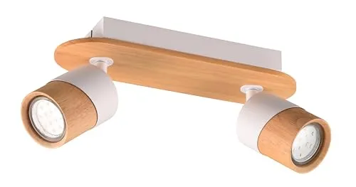 Trio Leuchten Strahler Aruni - Eleganter Deckenspot in Braun und Weiß - Lampen & Leuchten, stilvoller Strahler aus Holz und Metall, ideal für eine moderne Innenbeleuchtung.