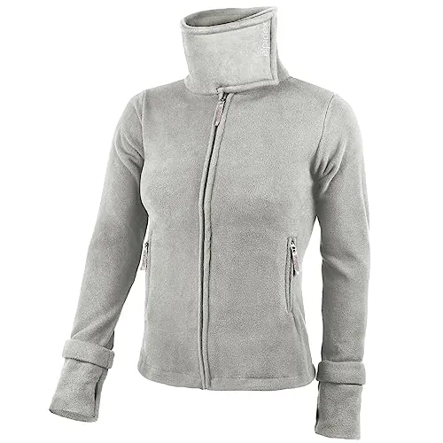 ALPIDEX Damen Fleecejacke Hoher Stehkragen Daumenlöcher Tailierte Winter Fleece Jacke Antipilling Warm Weich Full Zip Fleecepullover Microfleece Wandern Outdoor, Größe:S, Farbe:Grey