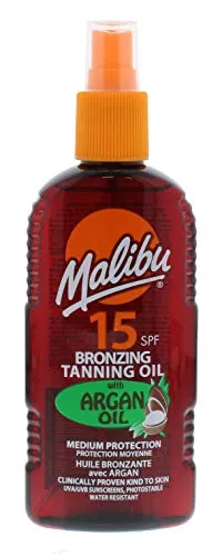 MALIBU 200ML SPF 15 BRONZING TANNING OIL WITH ARGAN OIL