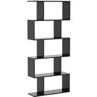Costway Bücherregal mit 5 Ebenen Aus Holz 70 x 23.5 x 158 cm Schwarz