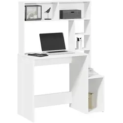 vidaXL Schreibtisch mit Regal Weiß 100x45x140 cm - Praktischer Kinderschreibtisch mit Regal, aus robustem Holzwerkstoff für Langlebigkeit und einen großen Arbeitsbereich. Ideal für Ordnung und Sauberkeit im Kinderzimmer.