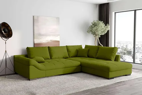 99rooms Terra Ecksofa Velours KRONOS Limette Rechts von 99rooms