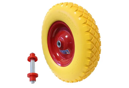 TRUTZHOLM Schubkarrenrad Vollgummi 400mm - Pannensicher und langlebig - Schubkarrenrad aus PU-Schaum, pannensicher und unempfindlich gegenüber spitzen Gegenständen. Hohe Traglast von 200 kg, ideal für Profis und Hobbygärtner.