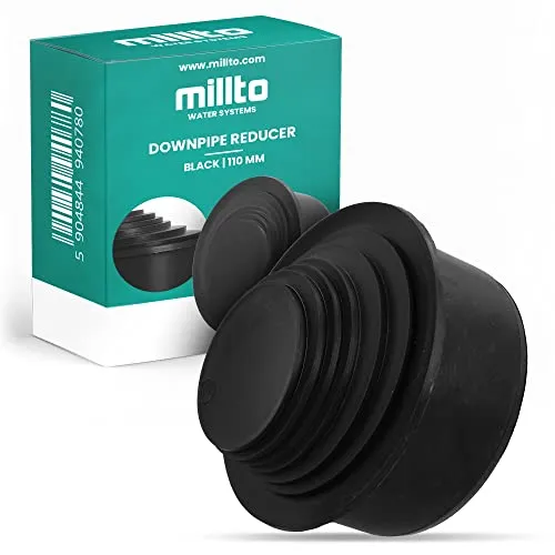 Millto™ Reduzierstück Reduzierverbinder Ø 110 mm DN 100 Schwarz Mehrstufig Ø 63-100 mm Reduzierstück Adapter Fallrohrfilter | Reduktion Rohrreduzierung Übergang Rinnenfallrohr Minderer
