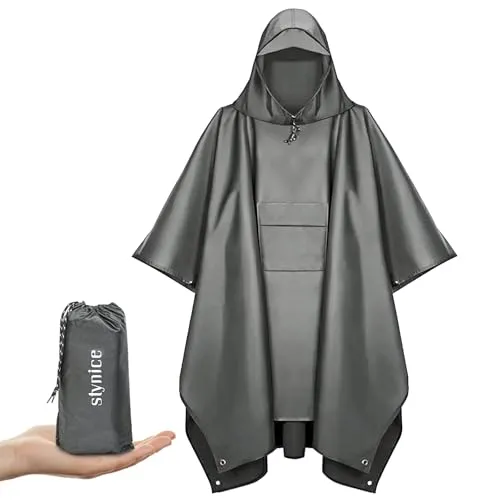 Regenponcho Herren Damen Wasserdicht Regencape für Outdoor Wandern Festival | Vielseitiger 3-in-1 Regenmantel mit Kapuze, Ultraleicht & Atmungsaktiv, Leicht Regenjacke für Wandern Camping Festival Reisen