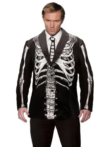 Skelettknochen Jacke Erwachsenen Kostüm | Einheitsgröße - Größe: Einheitsgröße, auffälliges Design für Halloween-Partys, ideal für ein gruseliges Outfit. Hochwertige Materialien sorgen für Komfort und Langlebigkeit.