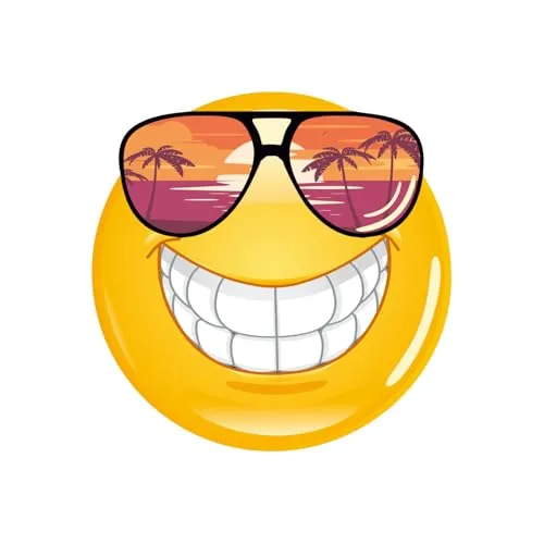 Smiley Aufkleber mit Sonnenbrille 10 cm