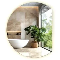LED Badspiegel Glamour - Rundspiegel 63x70 cm für Badezimmer & Wohnzimmer - Eleganter LED Badspiegel in rundem Design (63x70 cm) mit neutralweißer Beleuchtung. Ideal für stilvolle Akzente in jedem Raum und einfache Montage. Verleihen Sie Ihrem Interieur einen einzigartigen Charakter!
