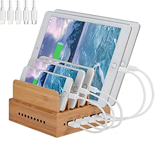 Alltripal Bambus 7-Port Handy Ladestation - Smartwatch Zubehr mit 50W  Leistung fr schnelles Laden von bis zu 7 Gerten gleichzeitig, nachhaltig  aus Bambus gefertigt fr einen aufgerumten Schreibtisch. | Testberichte.de