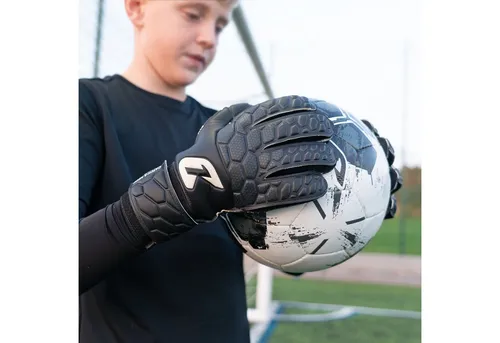 Catch & Keep Torwarthandschuhe Fly Kids Schwarz Größe 6 - Torwarthandschuhe für Kinder, schnell trocknend und atmungsaktiv, ideal für junge Fußballtalente.