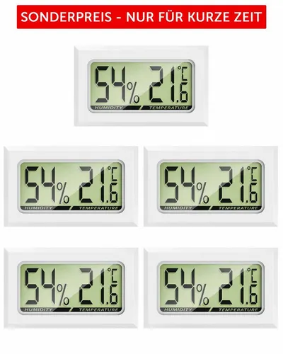 MAVORI Raumthermometer und Hygrometer innen mit sehr präzisen Messwerten, 5-tlg., Hygrometer mit Thermometer digital
