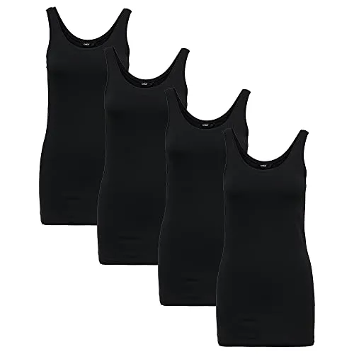 ONLY Tank Top Lang, Schwarz/Weiß - Tanktops & Träger-Tops für Damen, 95% Baumwolle für hohen Tragekomfort und in praktischen 1er- bis 5er-Packungen erhältlich.