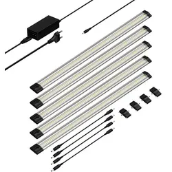 ledscom.de LED Unterbau-Leuchte SIRIS, flach, je 50cm, je 655lm, weiß, 5er Set