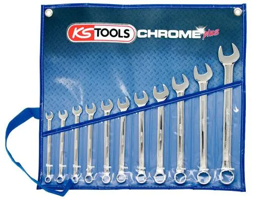 KS Tools 518.0641 Ring-Maulschlüssel-Satz 8-22mm - Werkzeug-Set mit FlankTraction-Profil für besseren Grip, ideal für präzise Arbeiten in engen Räumen, hochglanzverchromt für Langlebigkeit.