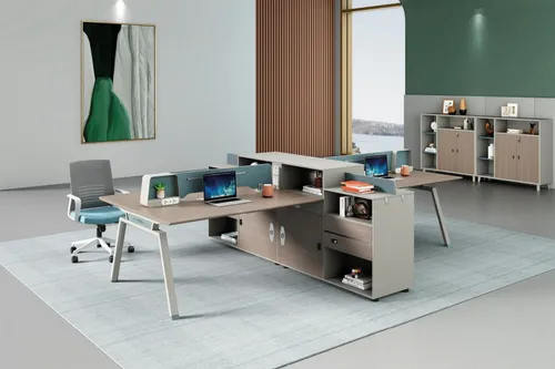 Schreibtischsystem Teamarbeitsplatz - Moderner Bürotisch für Co-Working - Vielseitiger Schreibtisch mit 288 x 212 x 105 cm, ideal für Teamarbeit. Robustes MDF-Material und modernes Design bieten optimale Arbeitsbedingungen.