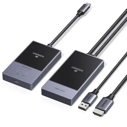 UGREEN CM737 Wireless USB-C/HDMI Transmitter/Receiver Black - Kabelloser Sender und Empfänger für 1080P @ 60 Hz, ideal für Konferenzen und Home-Entertainment, mit einer Reichweite von 30 m und Plug & Play Funktion.