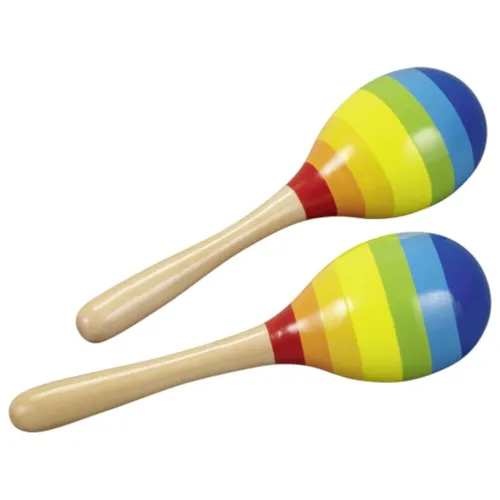 Goki Maracas 2 Stück Regenbogen Musikinstrument für Kinder 61922 Holzspielzeug N