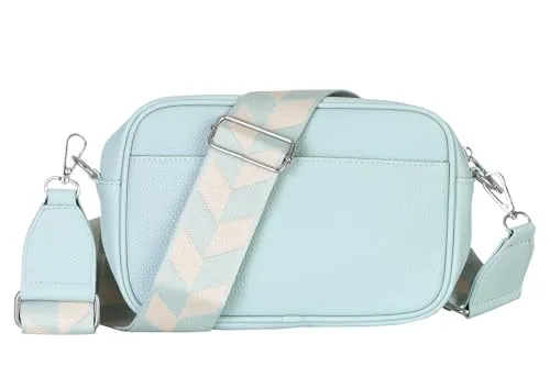 Damen Tasche kleine Handtasche mit breiten Riemen Schulter Crossbody Bag moderne Umhängetasche 2528 (Mint)