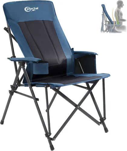Portal Campingstuhl Faltbar - Klappstuhl 180 KG Belastbar mit Hochlehner - Camping-Stuhl mit verstellbarer Lendenwirbelstütze für maximalen Komfort. Ideal für Outdoor-Aktivitäten – genießen Sie entspannte Stunden im Freien!