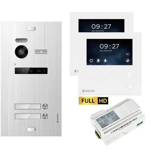 Balter EVO HD Video Türsprechanlage 2 Teilnehmer Silber 2x Mini Monitor 2-Draht
