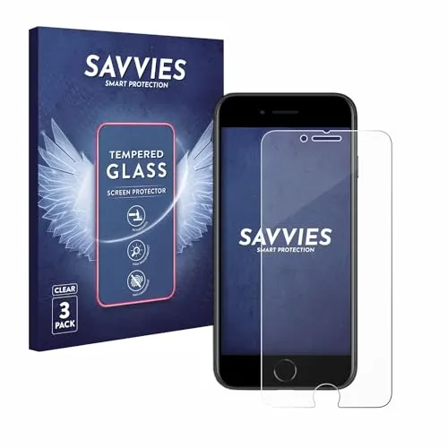Savvies Panzer Schutz Glas für Apple iPhone SE 2 / SE 3 (3 Stück) 9H Hartglas, Anti-Fingerprint, Displayschutz