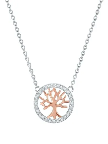 Rafaela Donata Damen Kette mit Anhänger - Ketten für Damen, aus Sterling Silber rosevergoldet und rhodiniert, mit funkelnden Zirkonia – ideal als Geschenk in einer eleganten Schmuckbox.