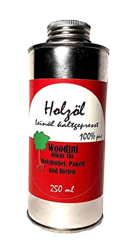 Woodini Holzöl, Ölkur für Holzmöblel Parket, Dielen, Leinöl kalt gepresst, 250 ml