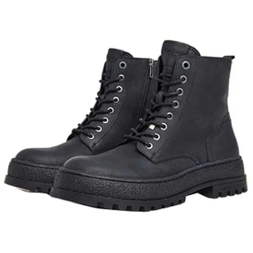 Pepe Jeans PMS50258 Lincoln Top Lederstiefeletten schwarz (42) - Wanderschuhe aus verantwortungsbewusstem Rindsleder, mit Schnürverschluss und Reißverschluss für einfachen Zugang. Nachhaltig hergestellt und ideal für lässige Outfits.