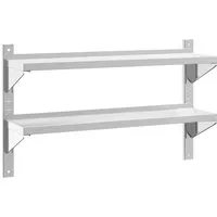 vidaXL Wandregal mit 2 Böden aus Edelstahl 100x23,5x60 cm - Badregal aus korrosionsbeständigem Edelstahl, ideal für platzsparende Wandmontage und sicheren Stauraum für Dekoartikel.