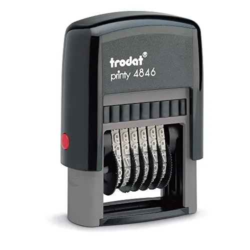 Trodat Printy 4846 - Selbstfärbender 6-stelliger Nummernstempel, ideal für Preis- und Seriennummern, umweltfreundlich und dokumentenecht