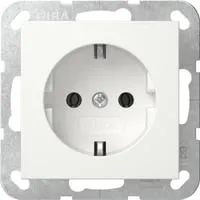 Schutzkontaktsteckdose Typ F 16 Ampere 250 Volt Schraubklemmen geerdeter Tragring weiß, Retail