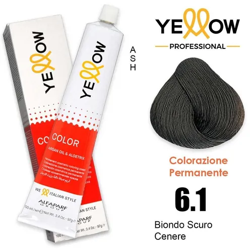 Tönung für Haare 6.1 Alfaparf yellow Color Permanente Blond Dunkel Asche 100ml
