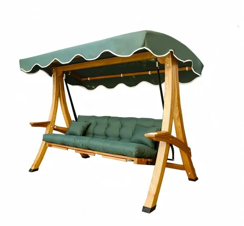 Robuste Beige Gartenschaukel mit Sonnendach - Moderne Schaukelliege für den Garten, Platz für bis zu 3 Personen, inklusive Dach und Sitzpolster, ideal für entspannte Stunden im Freien. Maße: 260 x 140 x 210 cm.