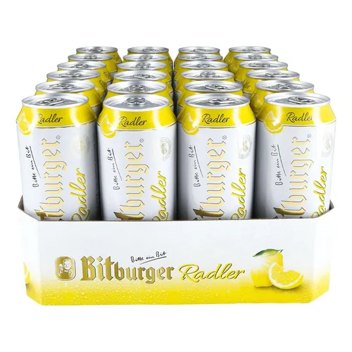BITBURGER® Radler Dosen-Bier 24x 0,5l - Biermischgetränke: Hopfenbetonter Pilsgenuss kombiniert mit fruchtiger Zitronenlimo für einen herb-frischen Geschmack – ideal für Grillabende und besondere Anlässe.